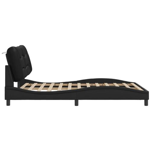 Sengeramme med LED-lys 140x190 cm kunstlæder sort