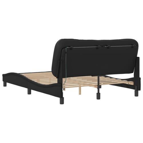 Sengeramme med LED-lys 140x190 cm kunstlæder sort