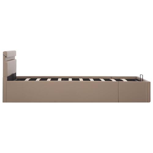 Hydraulisk opbevaringsseng LED 120x200 cm kunstlæder cappuccino