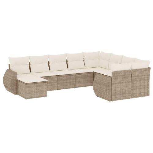 Sofasæt til haven 10 dele med hynder polyrattan beige