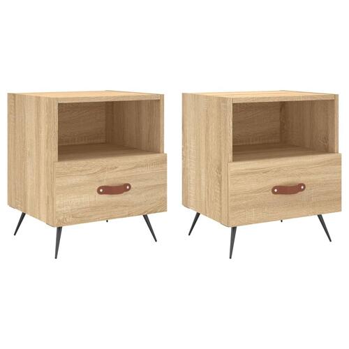 Sengeborde 2 stk. 40x35x47,5 cm konstrueret træ sonoma-eg