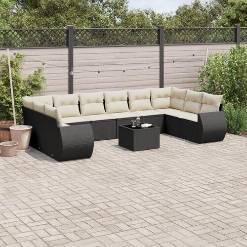 Sofasæt til haven 11 dele med hynder polyrattan sort