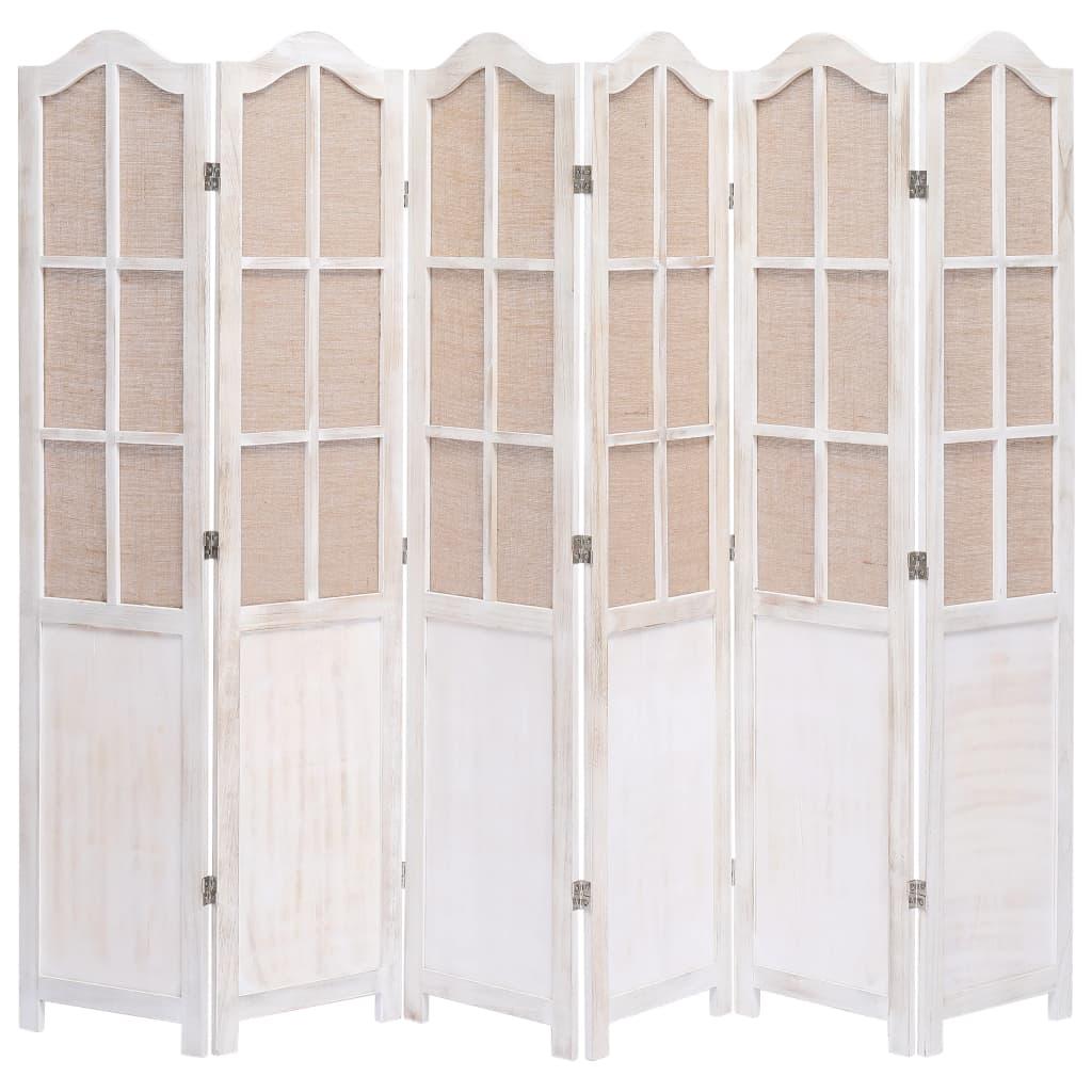 6-panels rumdeler 210 x 165 cm stof hvid