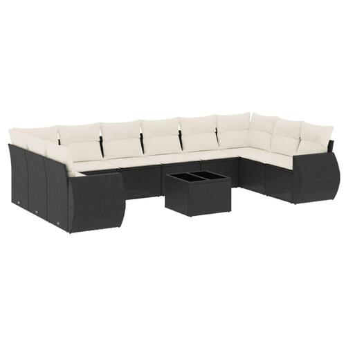 Sofasæt til haven 11 dele med hynder polyrattan sort