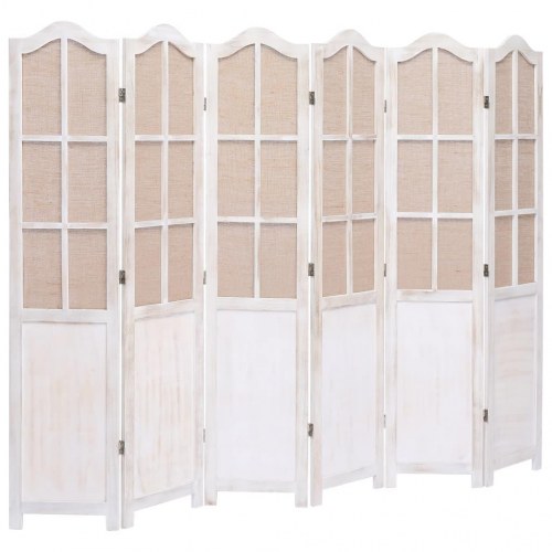 6-panels rumdeler 210 x 165 cm stof hvid