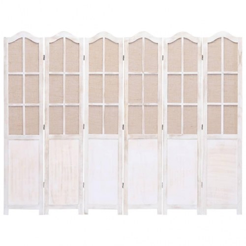 6-panels rumdeler 210 x 165 cm stof hvid