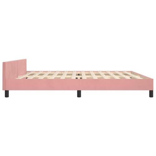 Sengeramme med sengegavl 200x200 cm fløjl pink