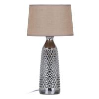 Bordlampe Beige Sølvfarvet Sækkelærred Keramik 60 W 220 V 240 V 220-240 V 26 x 26 x 49,5 cm