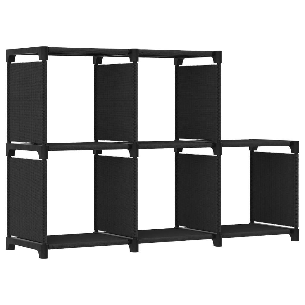 Displayreol med 5 kubeformede rum 103x30x72,5 cm stof sort