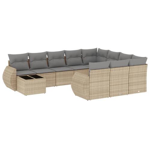 Sofasæt til haven 11 dele med hynder polyrattan beige