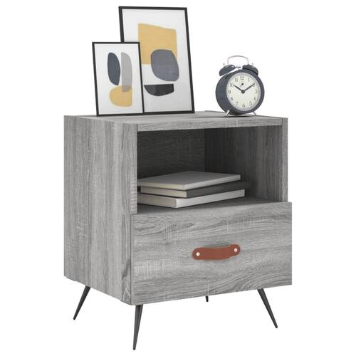 Sengeborde 2 stk. 40x35x47,5 cm konstrueret træ grå sonoma-eg