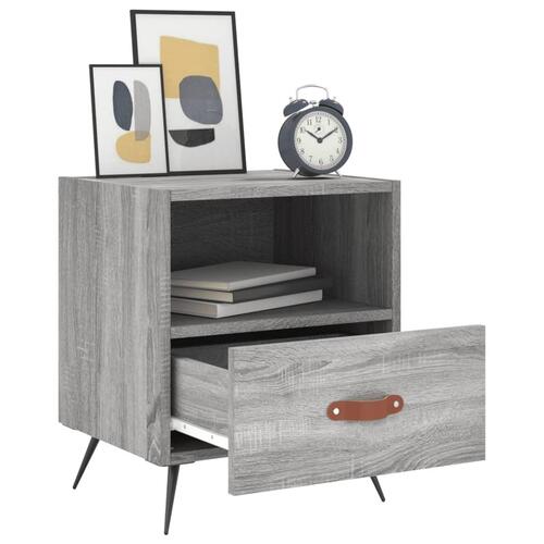 Sengeborde 2 stk. 40x35x47,5 cm konstrueret træ grå sonoma-eg