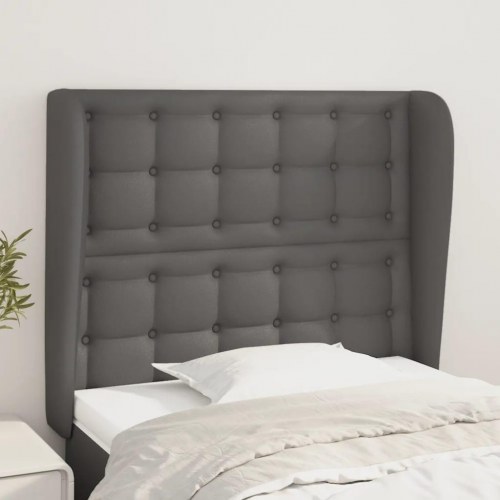 Sengegavl med kanter 93 x 23 x 118/128 cm kunstlæder - grå