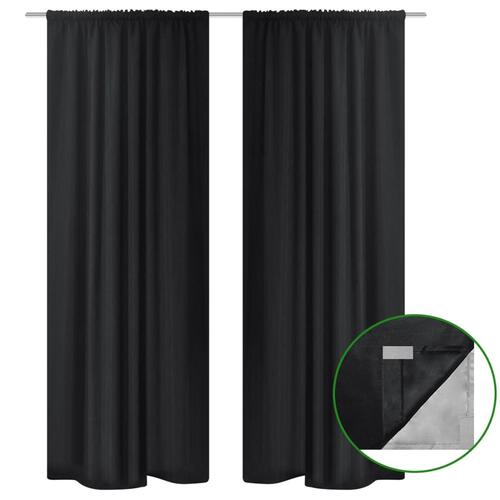 Lysdæmpende gardiner 2 stk. dobbelt stoflag 140x175 cm sort
