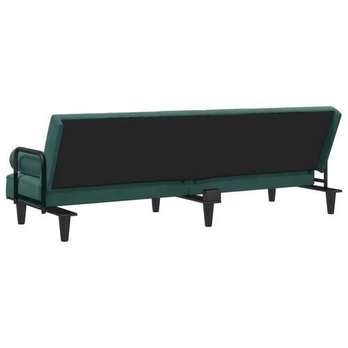 Sovesofa med armlæn velour mørkegrøn