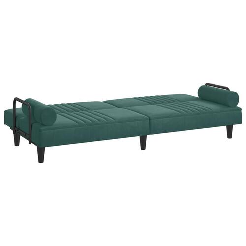 Sovesofa med armlæn velour mørkegrøn