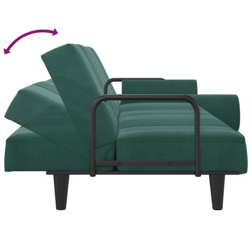 Sovesofa med armlæn velour mørkegrøn