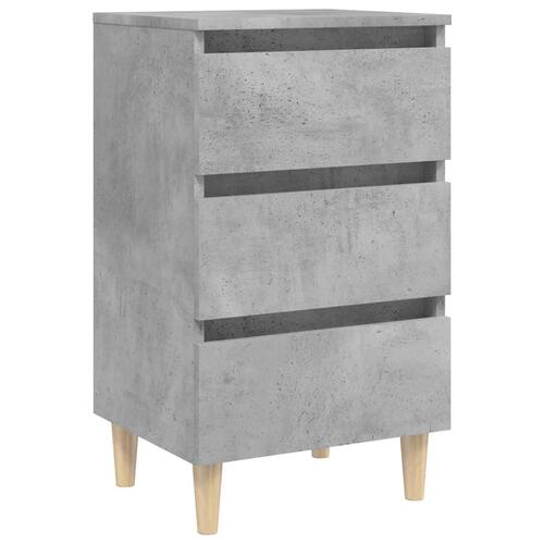 Sengeskabe m. massive træben 2 stk. 40x35x69 cm betongrå