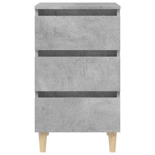 Sengeskabe m. massive træben 2 stk. 40x35x69 cm betongrå