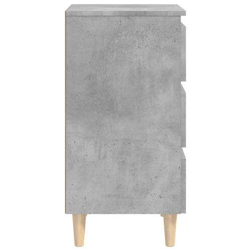 Sengeskabe m. massive træben 2 stk. 40x35x69 cm betongrå
