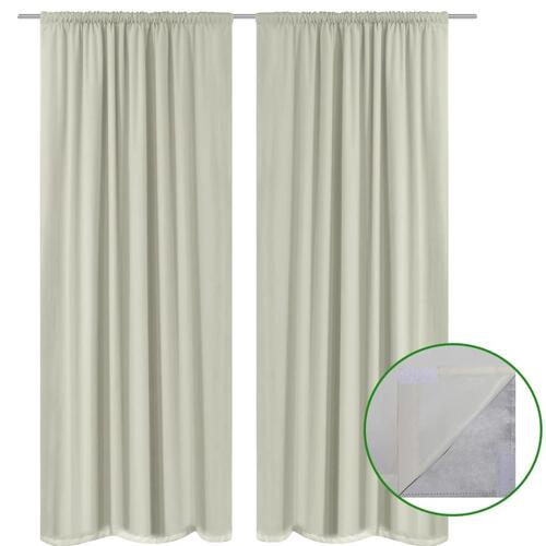Lysdæmpende gardiner 2 stk. dobbelt stoflag 140x175 cm cremefarvet