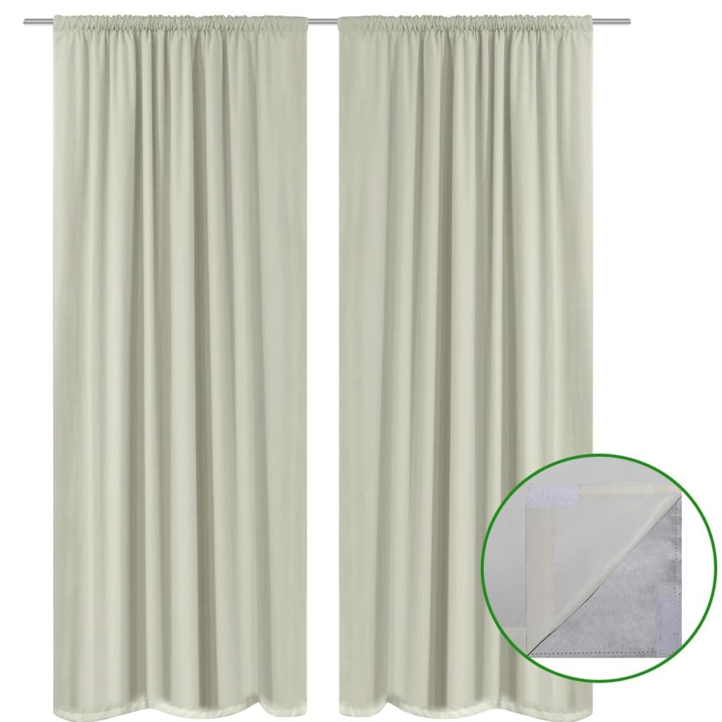 Lysdæmpende gardiner 2 stk. dobbelt stoflag 140x175 cm cremefarvet