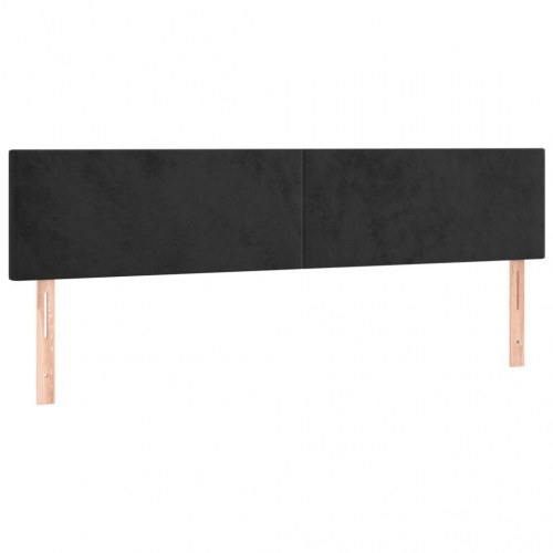 Kontinentalseng i fløjl 160×200 cm - sort, inkl. madras og topmadras