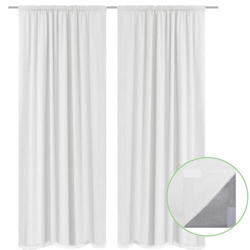 Lysdæmpende gardiner 2 stk. dobbelt stoflag 140x175 cm hvid