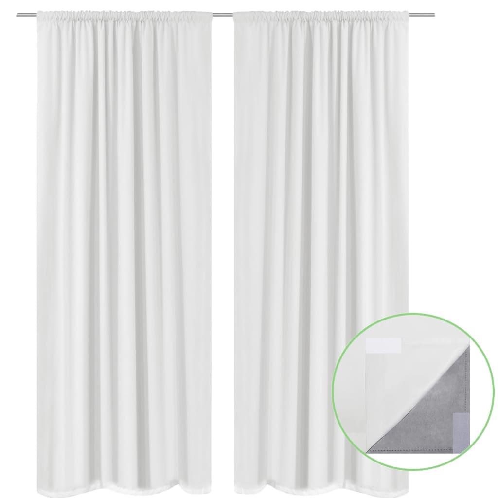 Lysdæmpende gardiner 2 stk. dobbelt stoflag 140x175 cm hvid