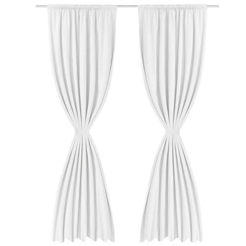Lysdæmpende gardiner 2 stk. dobbelt stoflag 140x175 cm hvid