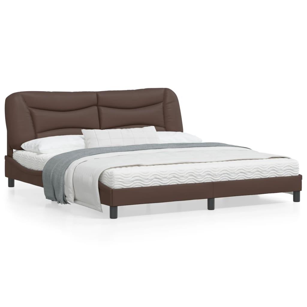 Sengeramme med LED-lys 100x200 cm kunstlæder brun