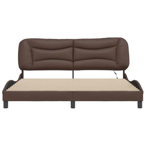 Sengeramme med LED-lys 100x200 cm kunstlæder brun