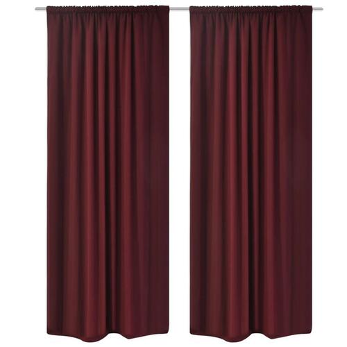 Lysdæmpende gardiner 2 stk. dobbelt stoflag 140x175 cm bordeauxfarvet