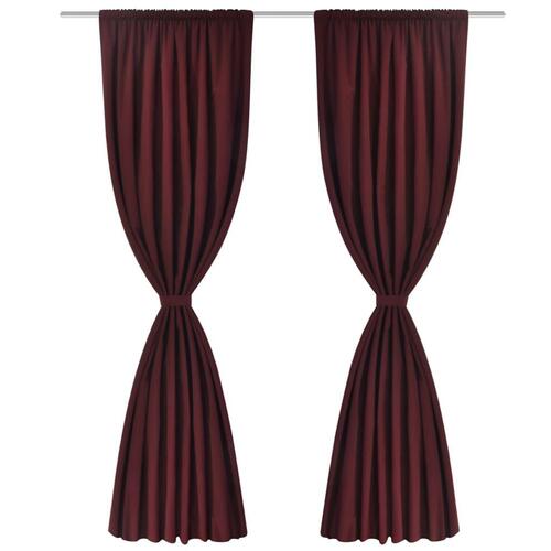 Lysdæmpende gardiner 2 stk. dobbelt stoflag 140x175 cm bordeauxfarvet