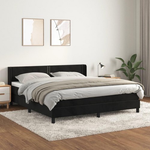 Kontinentalseng med madras 160×200 cm - fløjl, sort