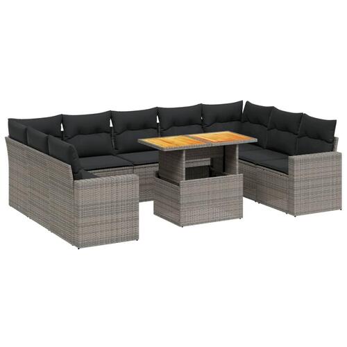 Sofasæt til haven 10 dele med hynder polyrattan grå