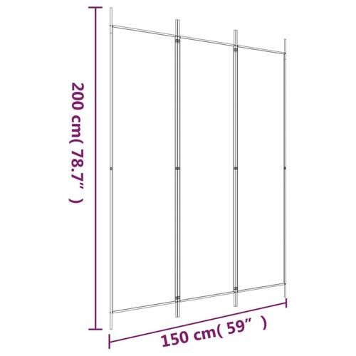 3-panels rumdeler 150x200 cm stof hvid