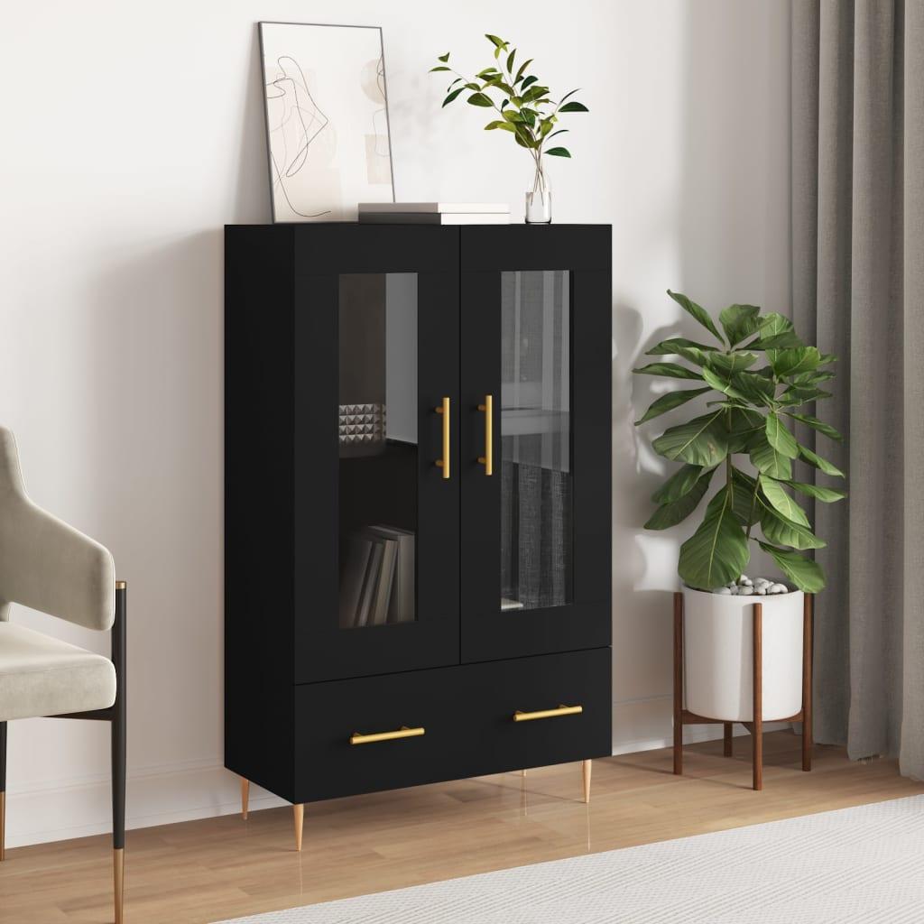 Skab 69,5x31x115 cm konstrueret træ sort