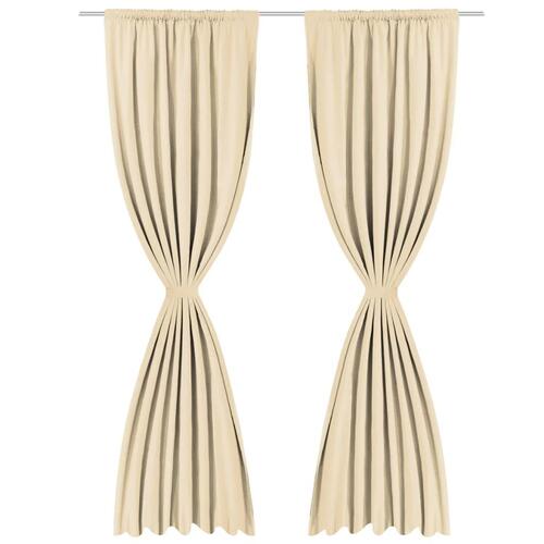 Lysdæmpende gardiner 2 stk. dobbelt stoflag 140 x 175 cm beige