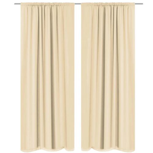 Lysdæmpende gardiner 2 stk. dobbelt stoflag 140 x 175 cm beige