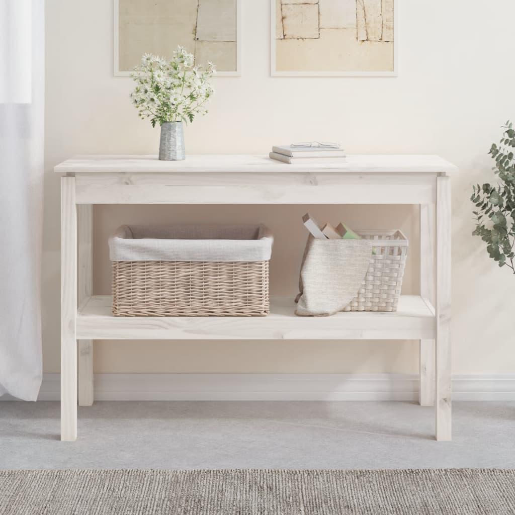 Konsolbord 110x40x75 cm massivt fyrretræ hvid