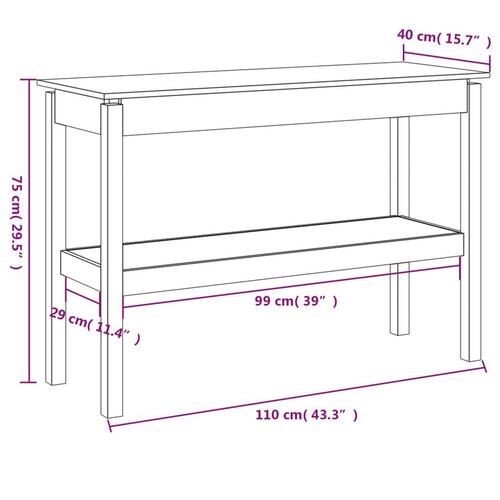 Konsolbord 110x40x75 cm massivt fyrretræ hvid