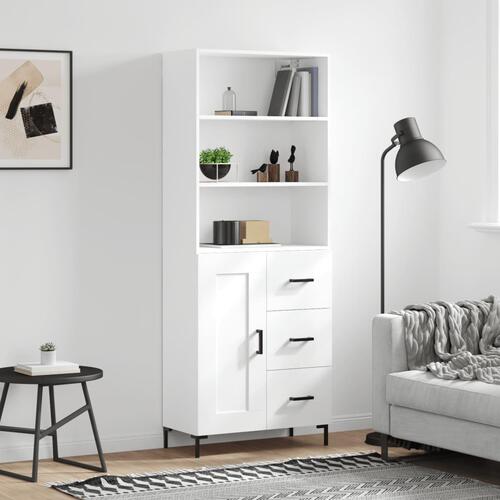 Højskab 69,5x34x180 cm konstrueret træ hvid