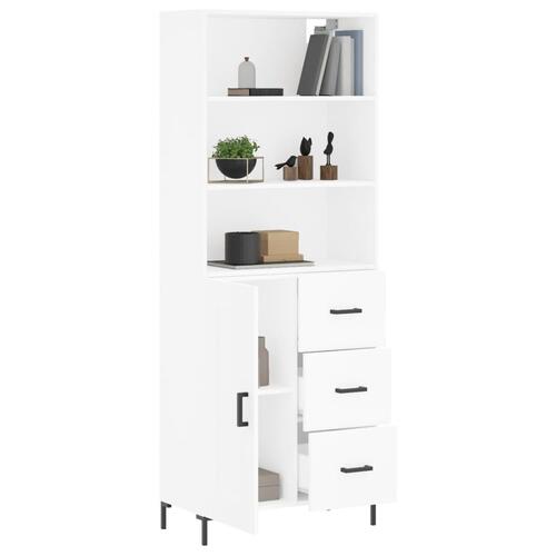 Højskab 69,5x34x180 cm konstrueret træ hvid
