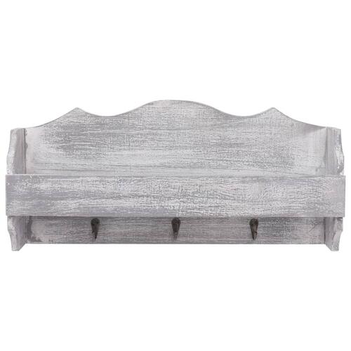 Vægmonteret knagerække 50 x 10 x 23 cm træ grå