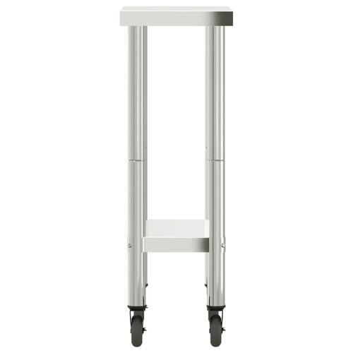 Arbejdsbord med hjul til køkken 55x30x85 cm rustfrit stål