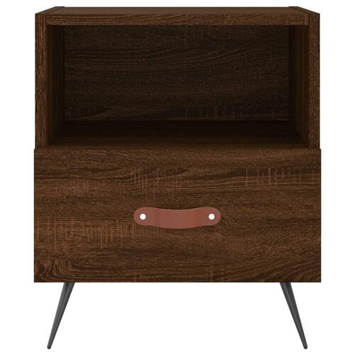 Sengeborde 2 stk. 40x35x47,5 cm konstrueret træ brunt egetræ
