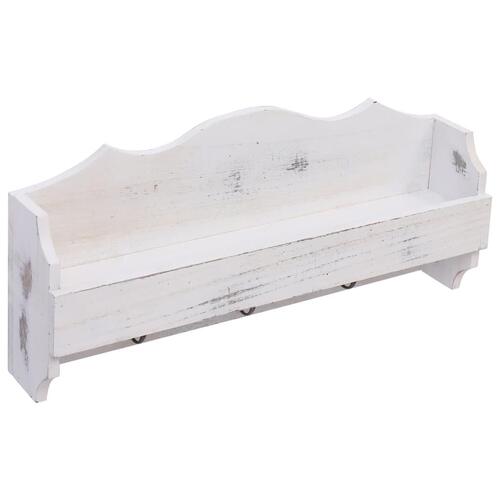 Vægmonteret knagerække 50 x 10 x 23 cm træ hvid