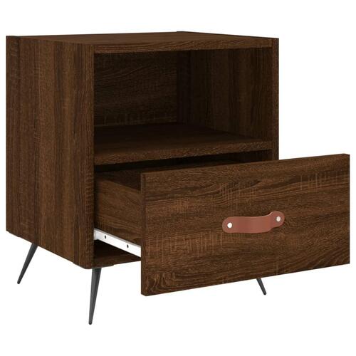 Sengeborde 2 stk. 40x35x47,5 cm konstrueret træ brunt egetræ