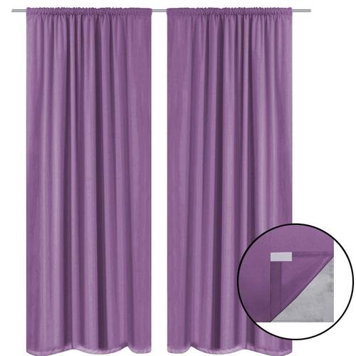 Lysdæmpende gardiner 2 stk. dobbelt stoflag 140 x 175 cm lilla